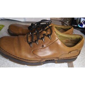 I Travel Men's size 10 (44) Brown Leather Canvas Comfort Lace UP Shoes